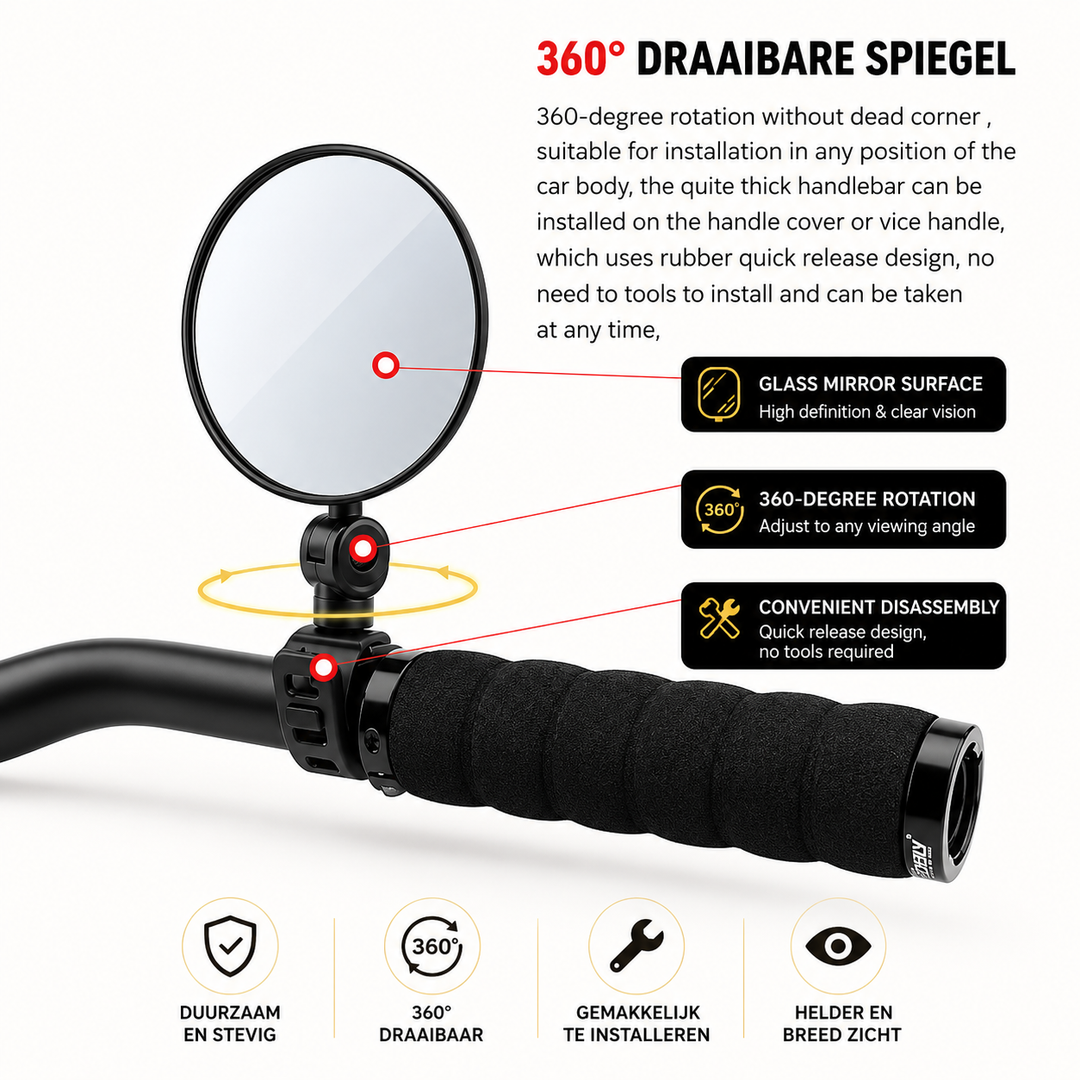 SeeEz Bike Rearview Mirror for Handlebar | Stornfield