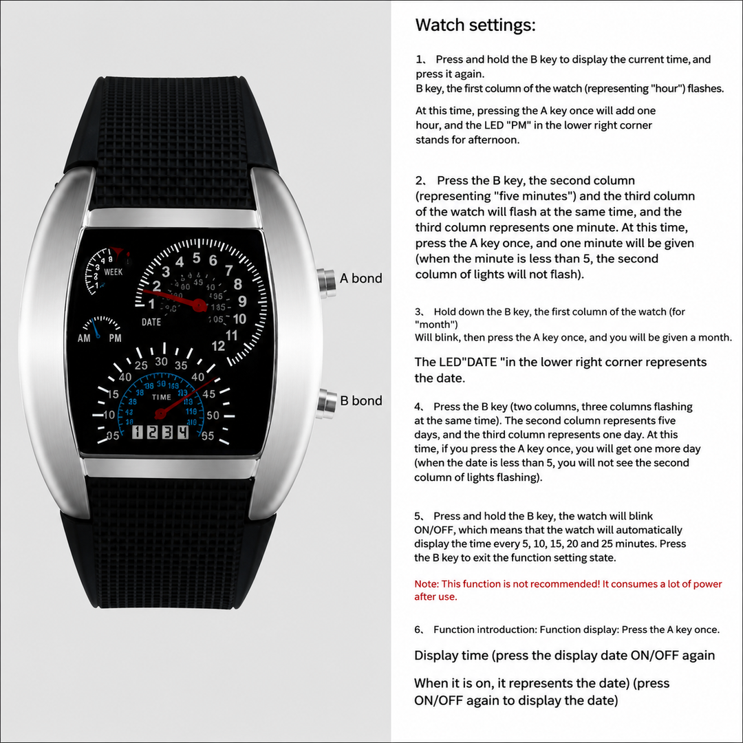 Rennuhr LED Digital Sport Watch with Strap | Stornfield