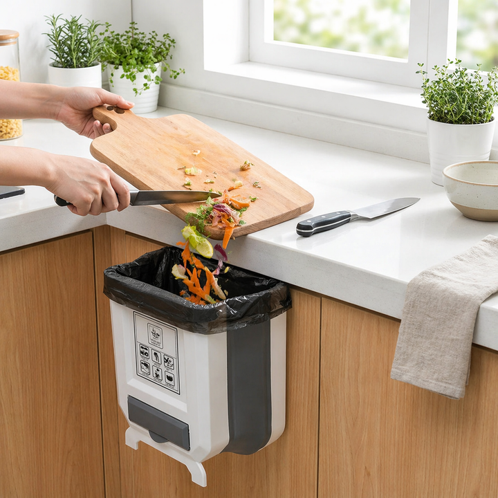 Foldable kitchen trash can for countertop | Stornfield