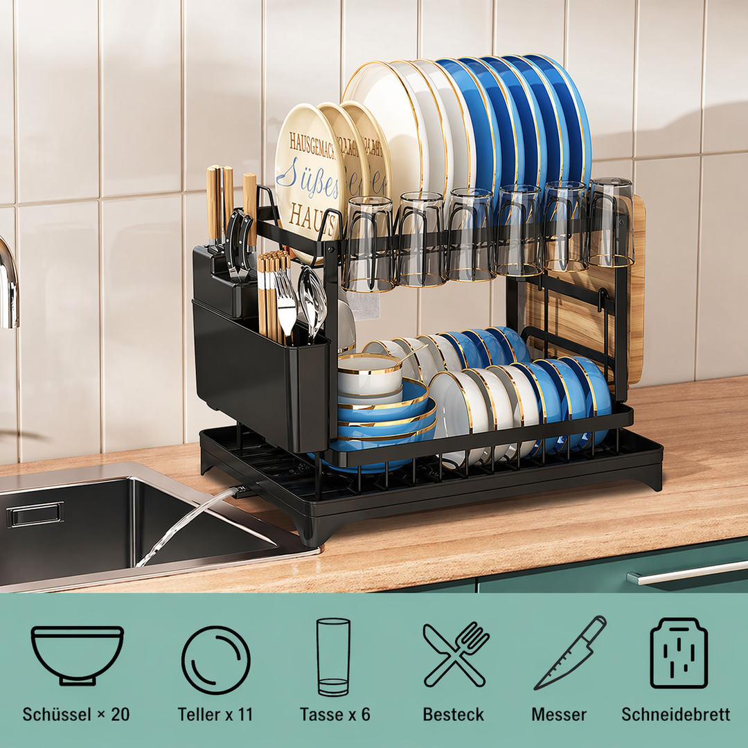 Premium 2-layer dish rack for the kitchen | Stornfield