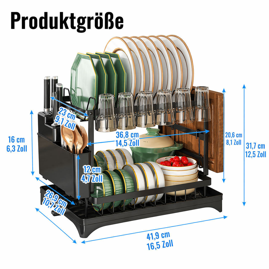 Premium 2-layer dish rack for the kitchen | Stornfield