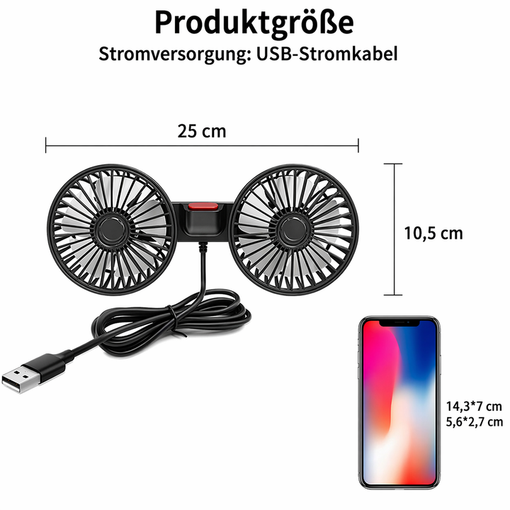 USB Fan for Car with 2 Heads | Stornfield