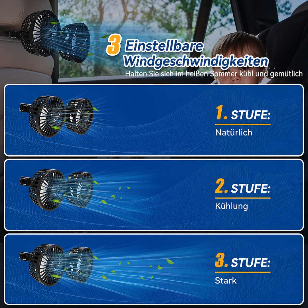 USB Fan for Car with 2 Heads | Stornfield