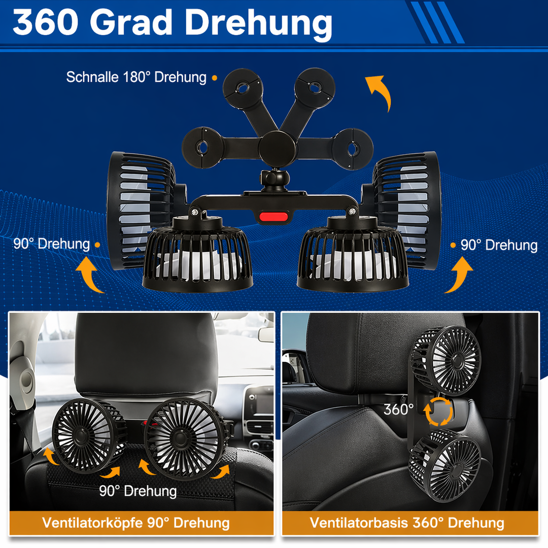 USB Fan for Car with 2 Heads | Stornfield