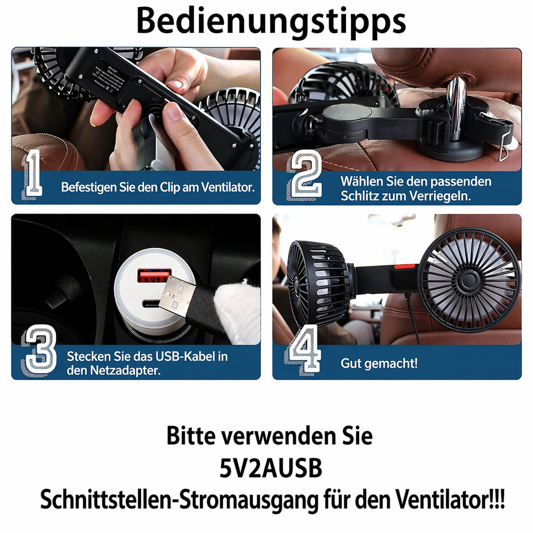USB Fan for Car with 2 Heads | Stornfield