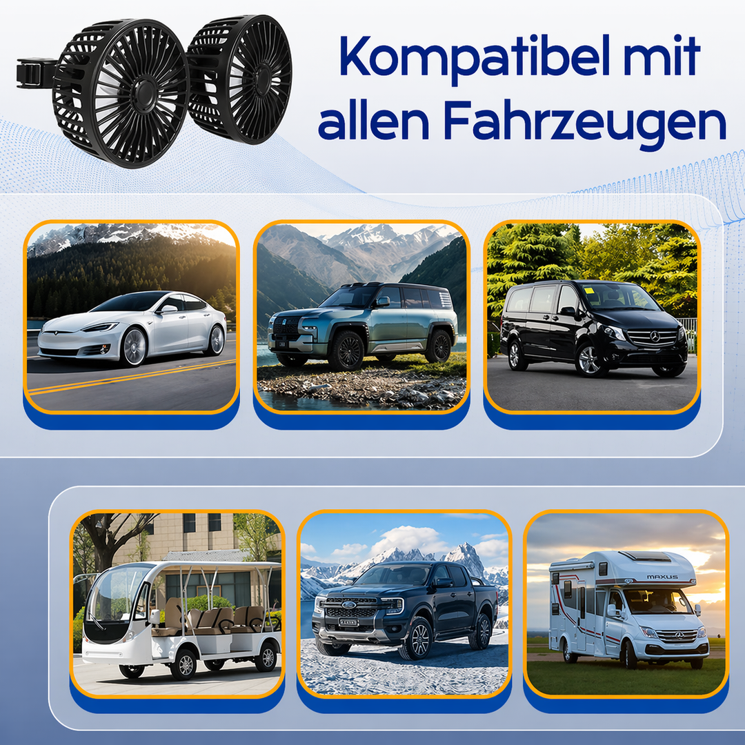 USB Fan for Car with 2 Heads | Stornfield