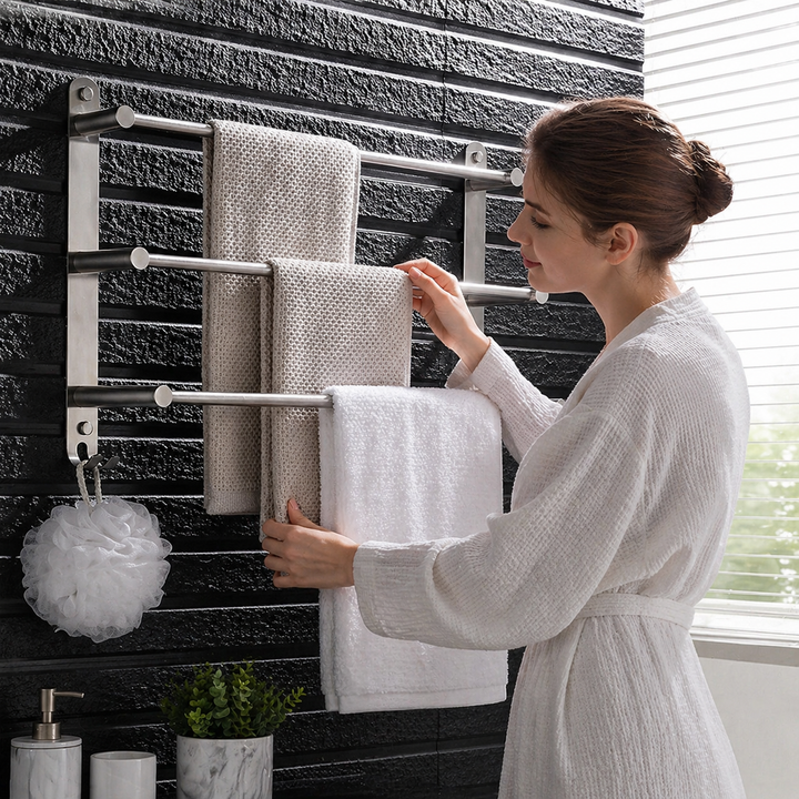 Towel holder stainless steel 3 rods wall mounting | Stornfield