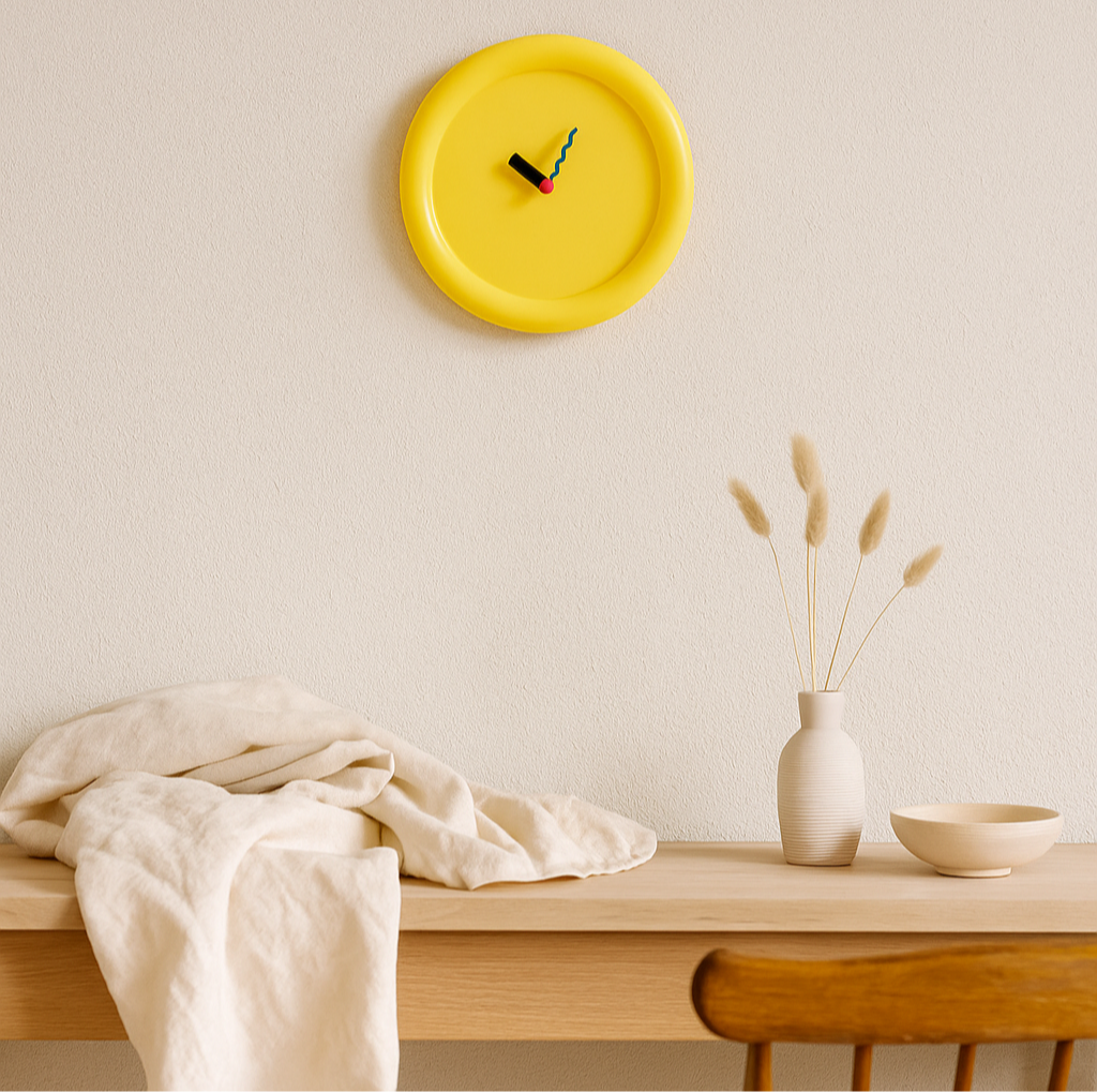Colorful geometric Memphis style wall clocks with bold artistic design Stornfield