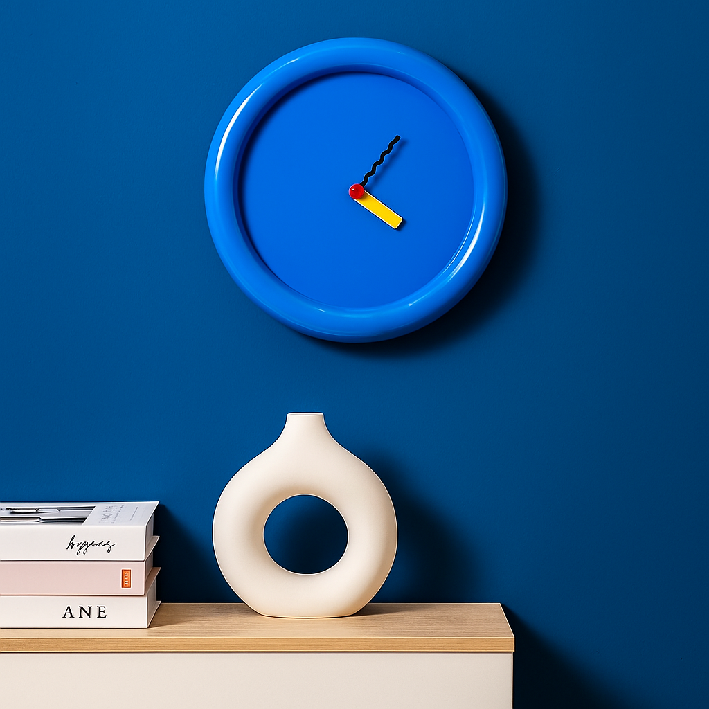 Colorful geometric Memphis style wall clocks with bold artistic design Stornfield