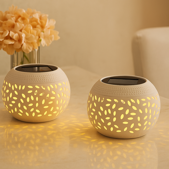 Stornfield Solar-Powered Perforated Table Lamp