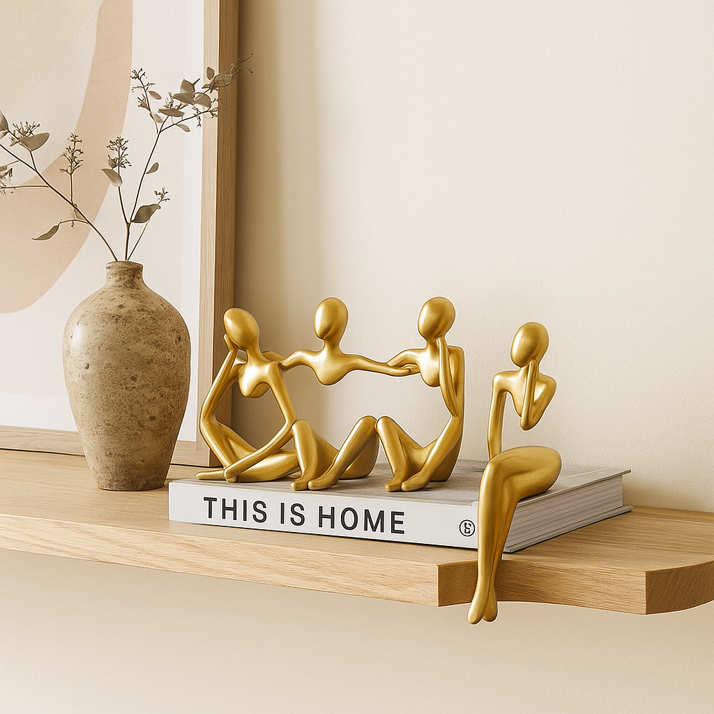 Golden Abstract Thinker Statues in Unique Artistic Poses Stornfield