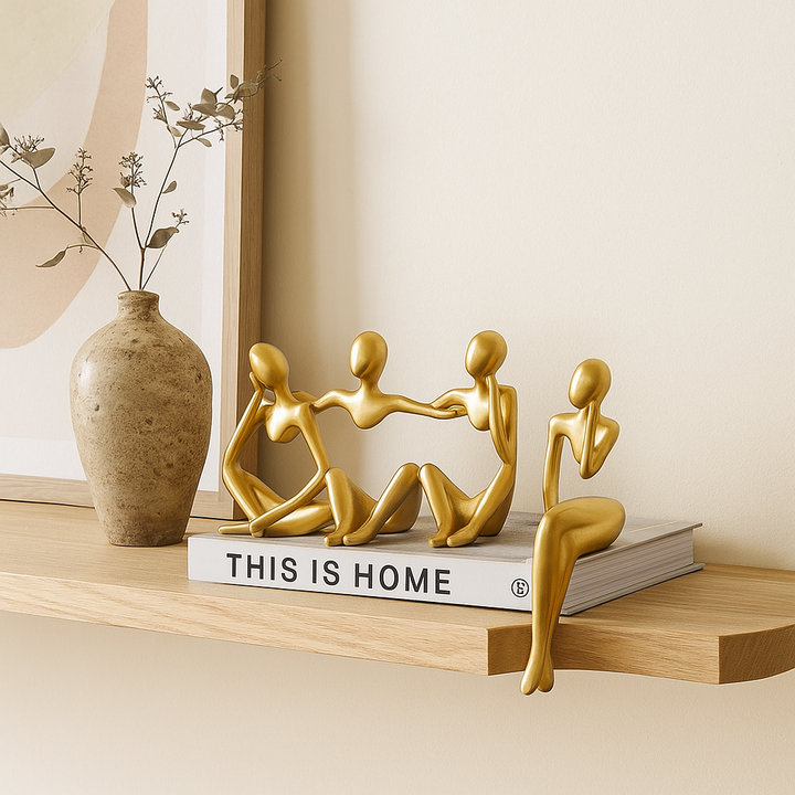 Golden Abstract Thinker Statues in Unique Artistic Poses Stornfield
