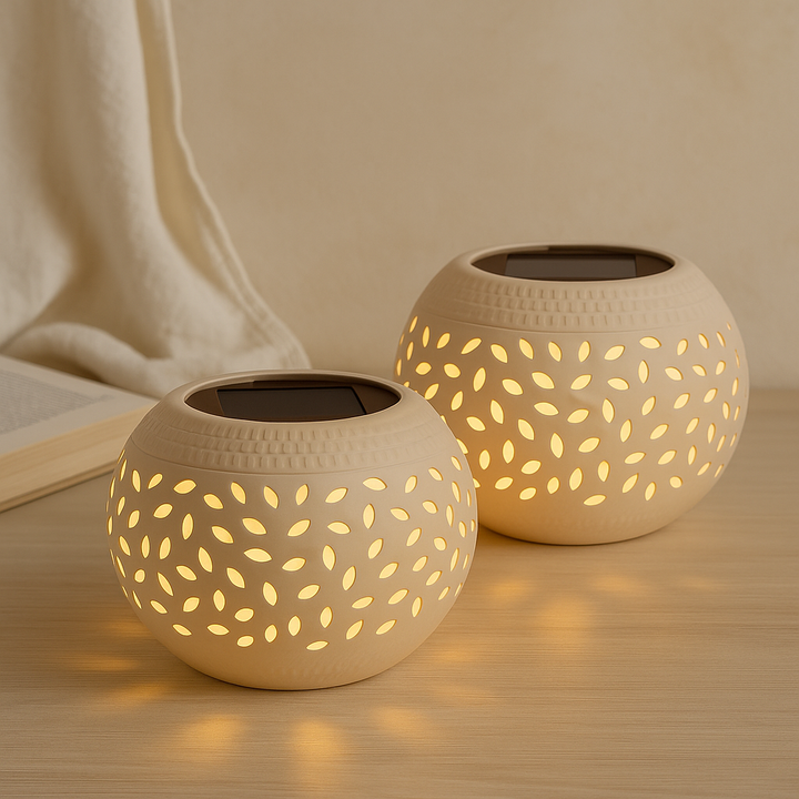 Stornfield Solar-Powered Perforated Table Lamp