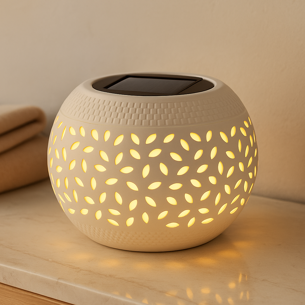 Stornfield Solar-Powered Perforated Table Lamp
