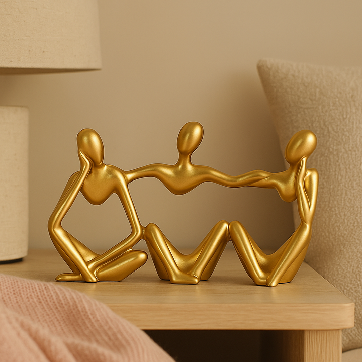 Golden Abstract Thinker Statues in Unique Artistic Poses Stornfield