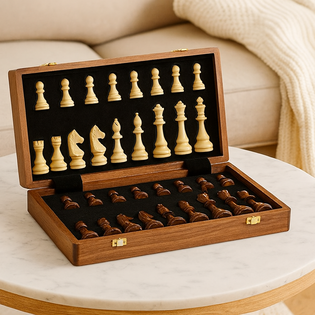 Chesstra Chess Set made of Wood – Handmade, foldable with luxurious workmanship | Stornfield