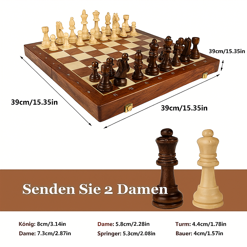 Chesstra Chess Set made of Wood – Handmade, foldable with luxurious workmanship | Stornfield