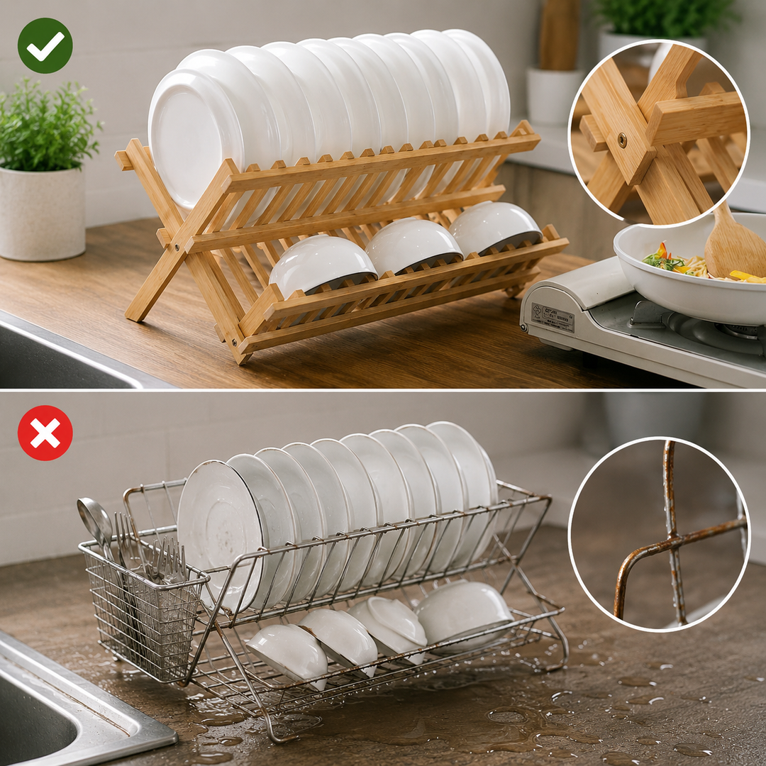 Bamboo drying rack with vertical compartments | Stornfield
