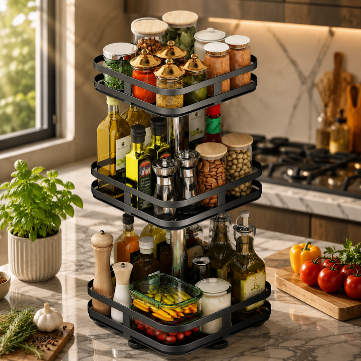 3-tier spice rack made of metal rotating | Stornfield
