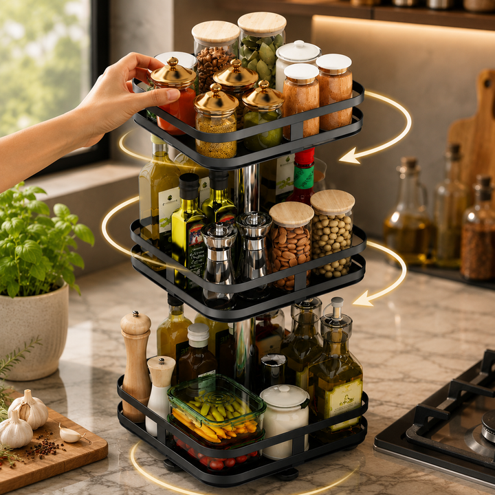 3-tier spice rack made of metal rotating | Stornfield