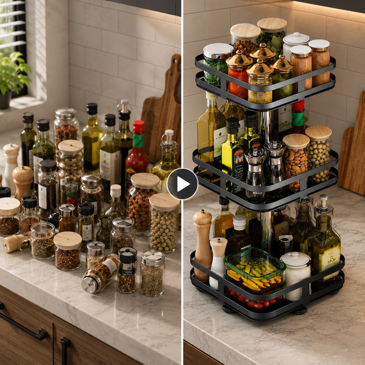 3-tier spice rack made of metal rotating | Stornfield