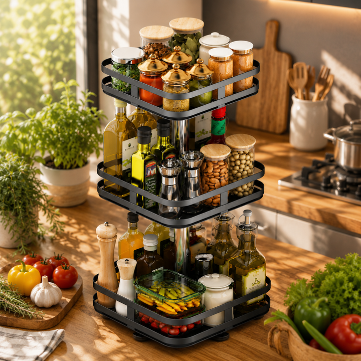 3-tier spice rack made of metal rotating | Stornfield
