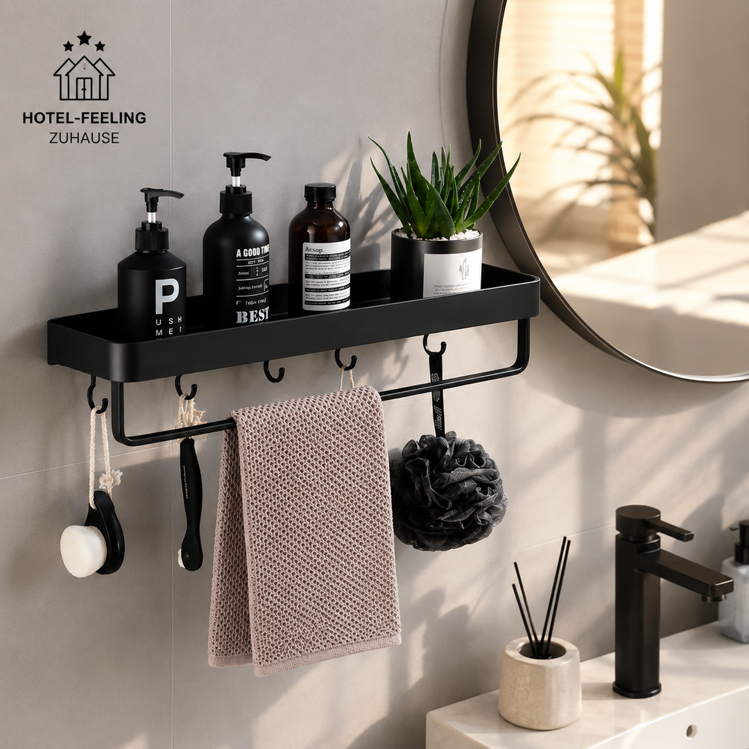 Kellan Wall-mounted Bathroom Shelf Black | Stornfield