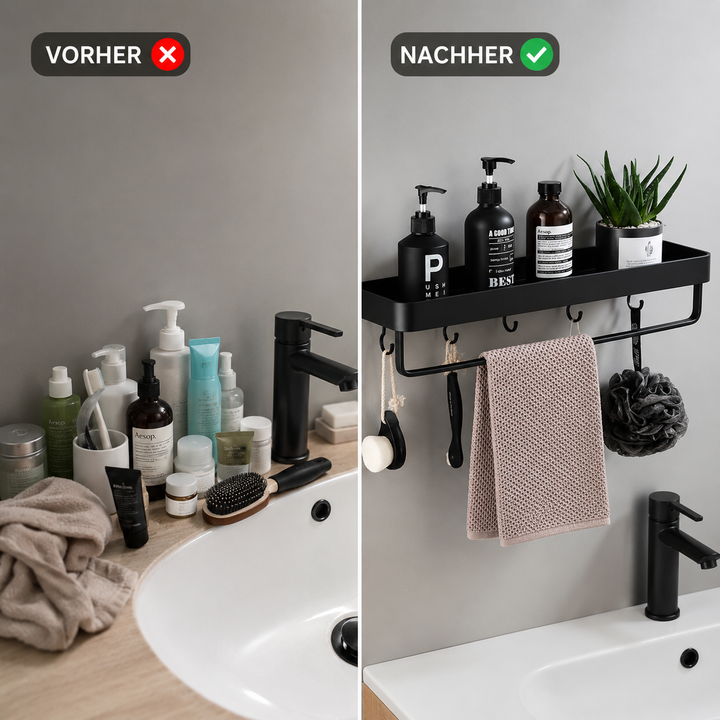 Kellan Wall-mounted Bathroom Shelf Black | Stornfield