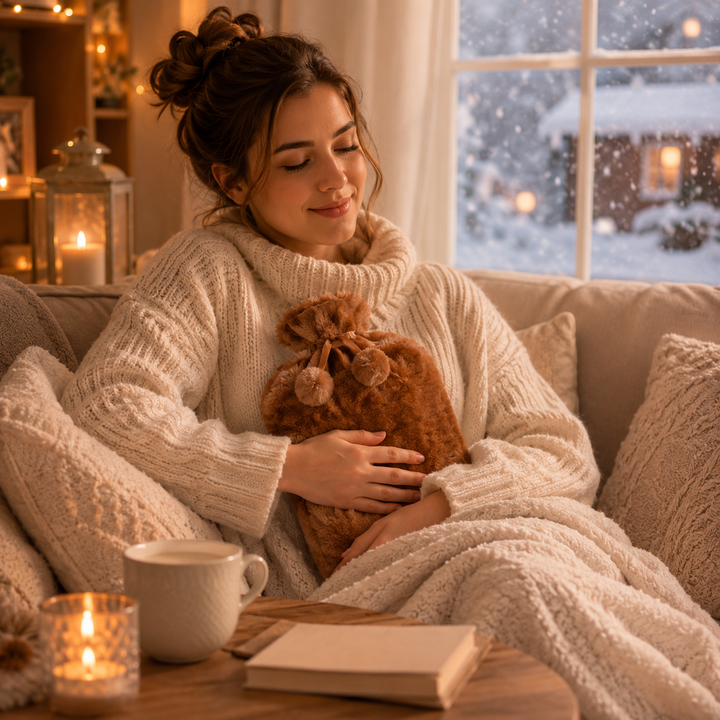 Hot water bottle with plush cover 2 liters | Stornfield