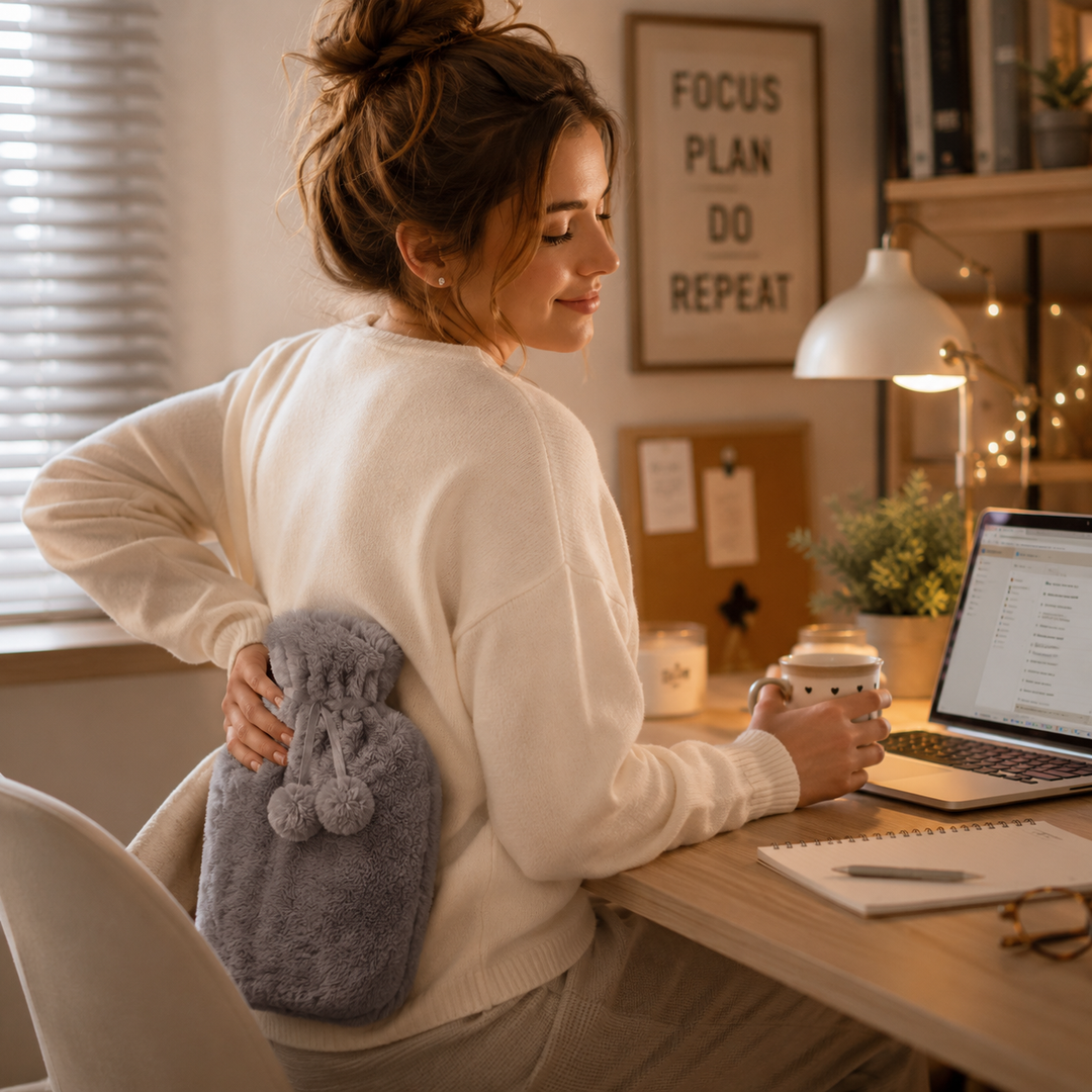 Hot water bottle with plush cover 2 liters | Stornfield