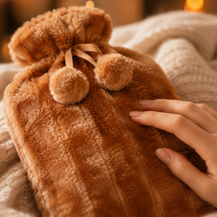 Hot water bottle with plush cover 2 liters | Stornfield