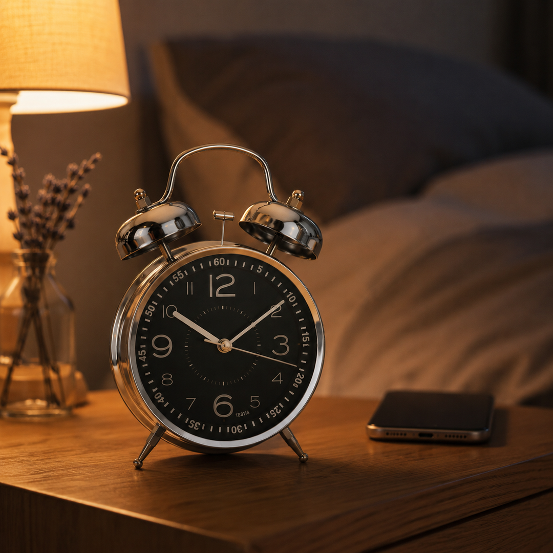 Retro Alarm Clock with Double Bell Silver Chrome | Stornfield