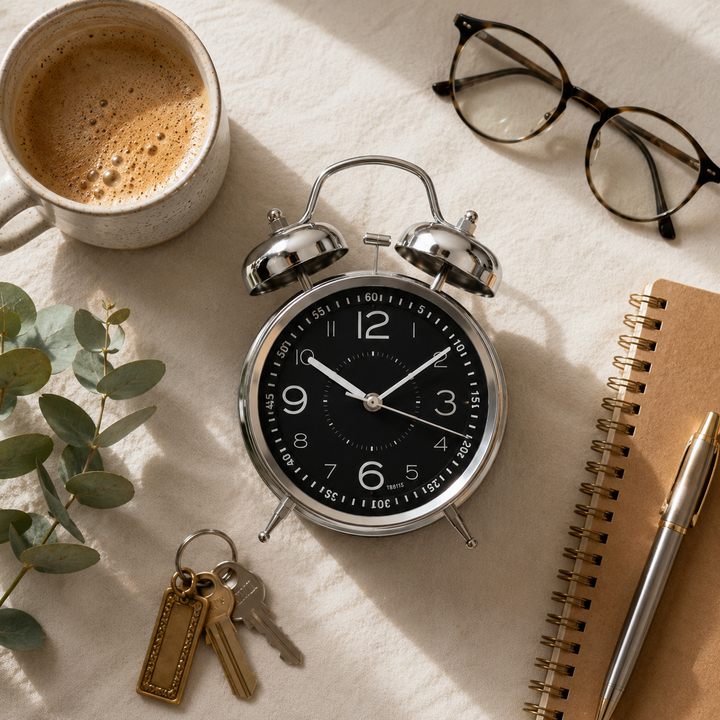 Retro Alarm Clock with Double Bell Silver Chrome | Stornfield