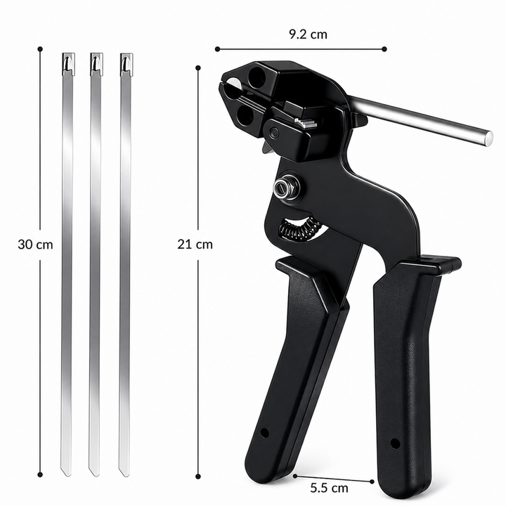 Stainless steel cable tie gun with 100 cable ties | Stornfield