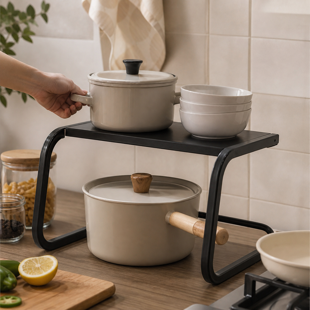 SpaceRack™ Kitchen Shelf 2 Levels Without Drilling | Stornfield