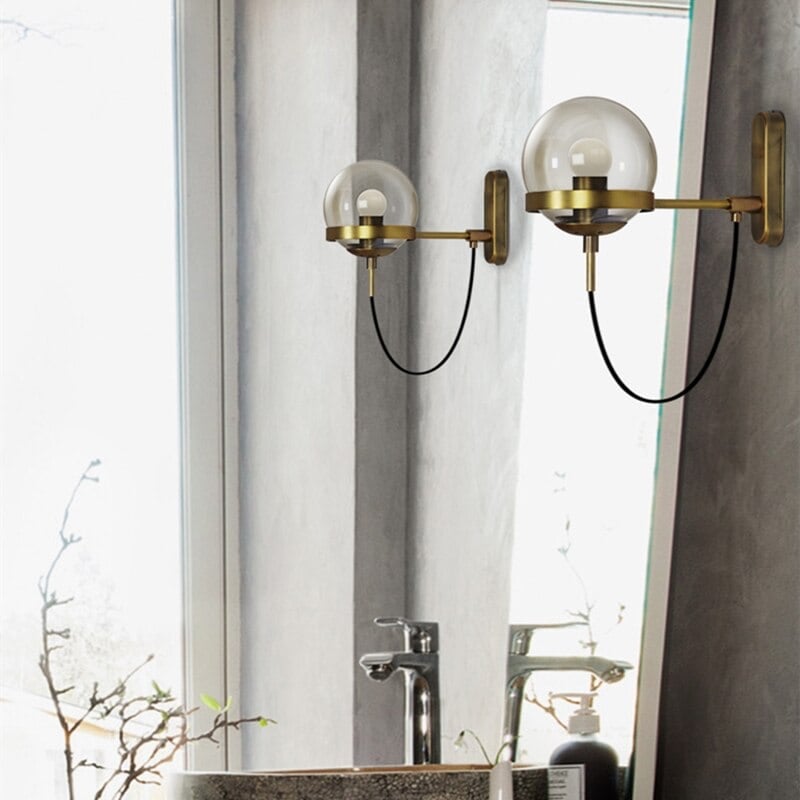 Chic Design Wall Bedside Lamp Sconce with Glass Ball Shade | Stornfield