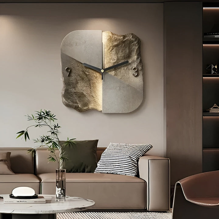 Sandstone Wall Clock – Modern 3D Design | Decorative for Living Rooms and Offices | Stornfield