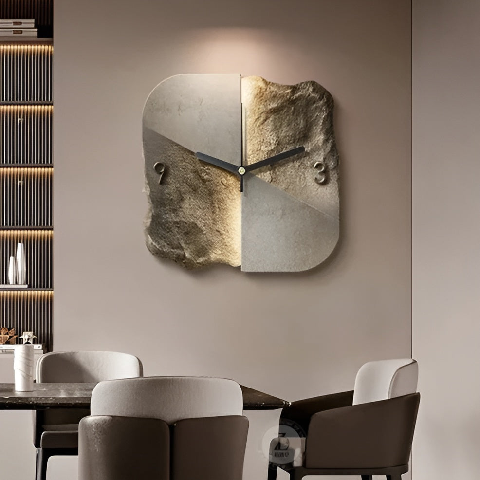 Sandstone Wall Clock – Modern 3D Design | Decorative for Living Rooms and Offices | Stornfield