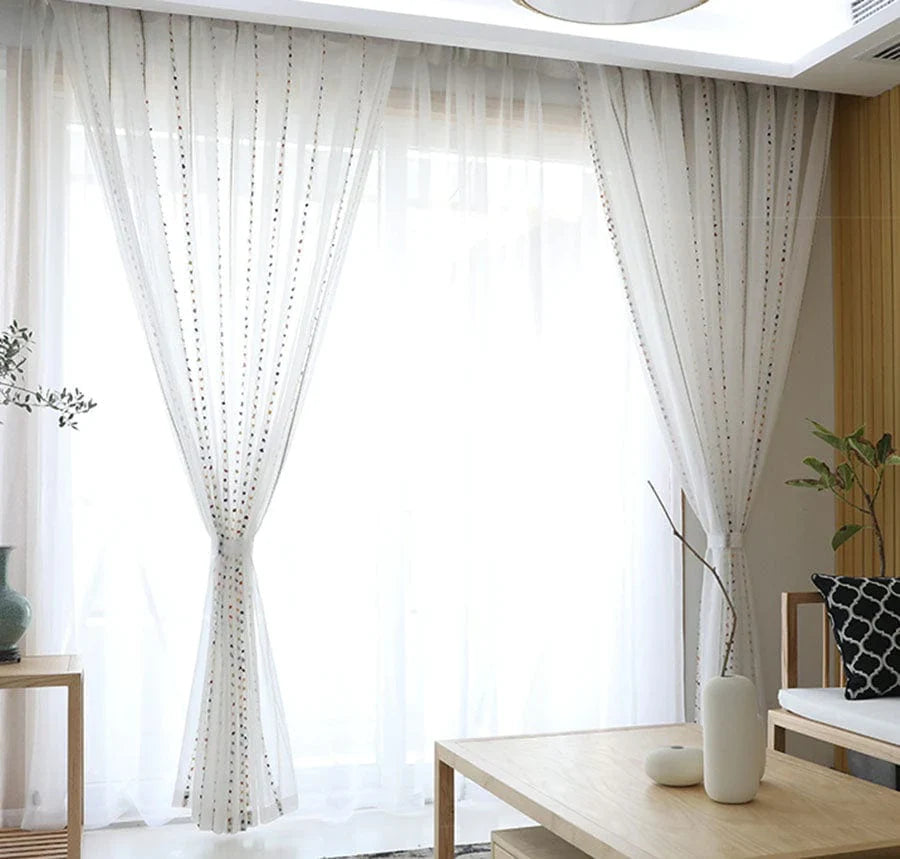 Colorful stereoscopic embroidered transparent curtain | Stornfield