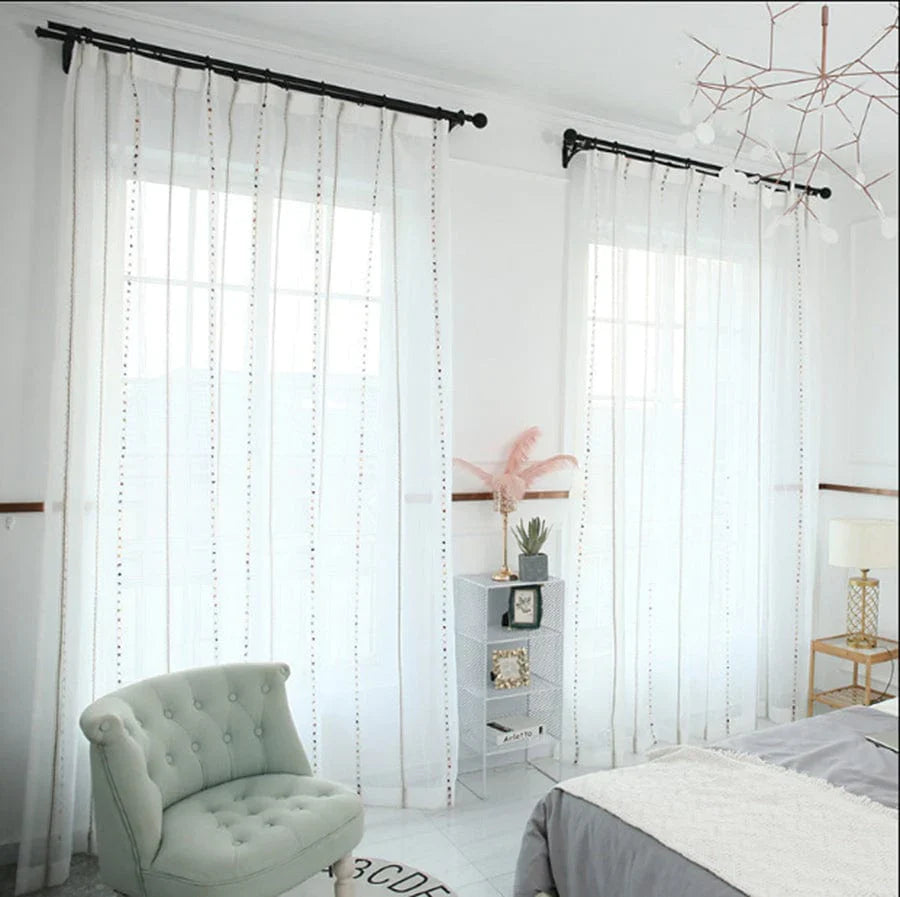 Colorful stereoscopic embroidered transparent curtain | Stornfield