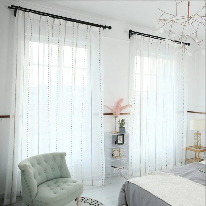 Colorful stereoscopic embroidered transparent curtain | Stornfield