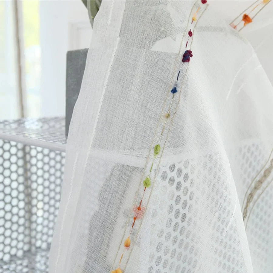 Colorful stereoscopic embroidered transparent curtain | Stornfield