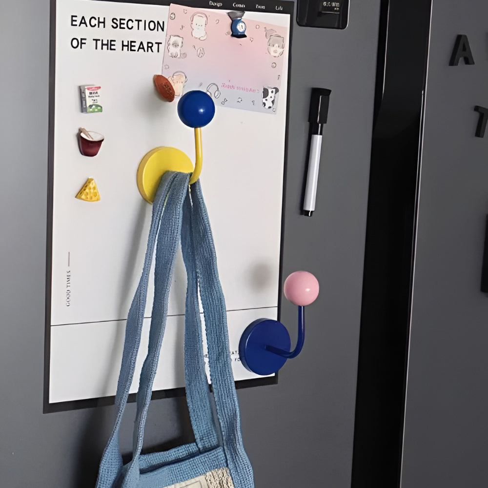 MagneSphere Wooden Magnetic Wall Hooks – Colorful Storage Solution Without Drilling | Stornfield