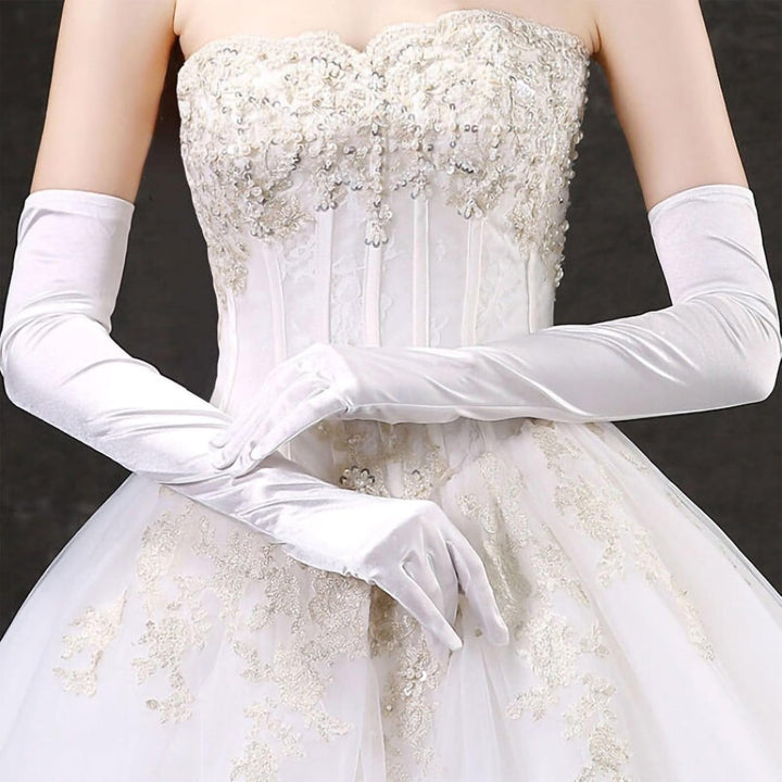 Stornfield | Satin Opera Gloves Women Long Elbow Length Costume