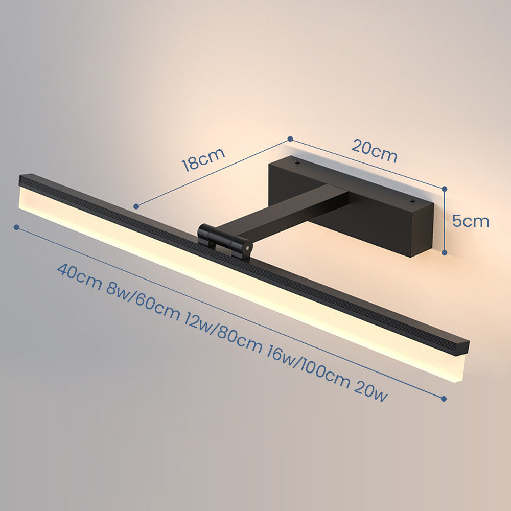 Contemporary Black LED Mirror Bathroom Vanity Light | Stornfield