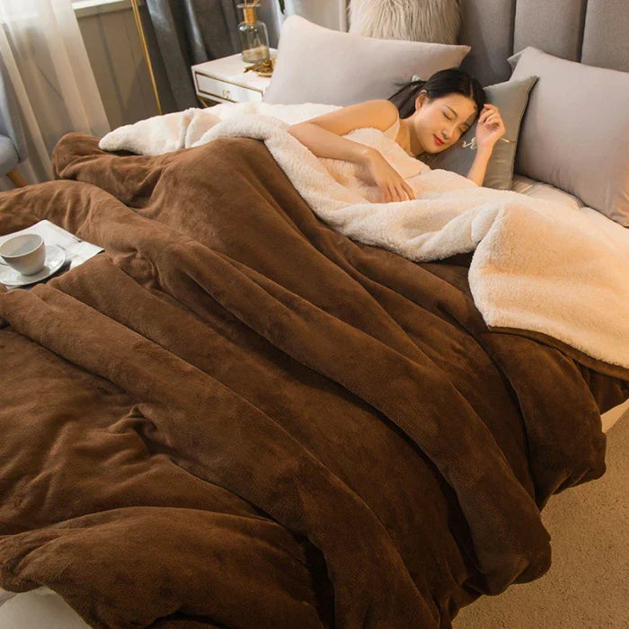 Stornfield | CozyNest Reversible Wool Blanket – Flannel & Cashmere Warm Blanket for Winter