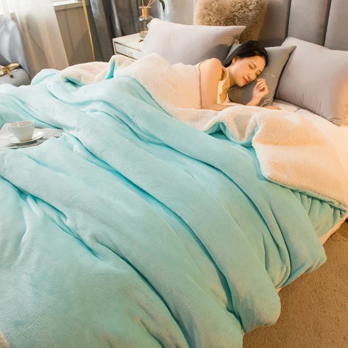 Stornfield | CozyNest Reversible Wool Blanket – Flannel & Cashmere Warm Blanket for Winter