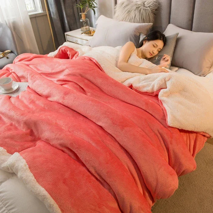 Stornfield | CozyNest Reversible Wool Blanket – Flannel & Cashmere Warm Blanket for Winter