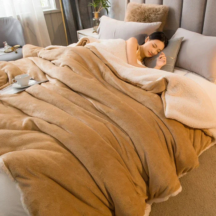 Stornfield | CozyNest Reversible Wool Blanket – Flannel & Cashmere Warm Blanket for Winter