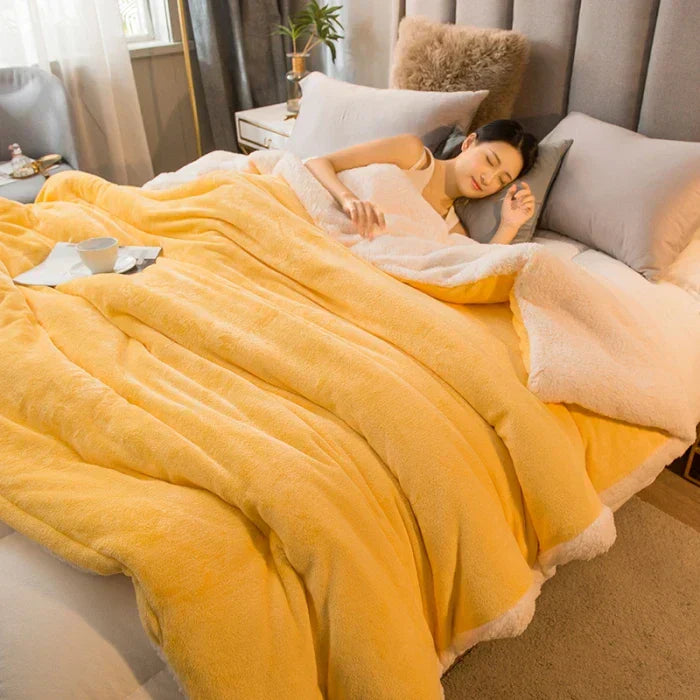 Stornfield | CozyNest Reversible Wool Blanket – Flannel & Cashmere Warm Blanket for Winter